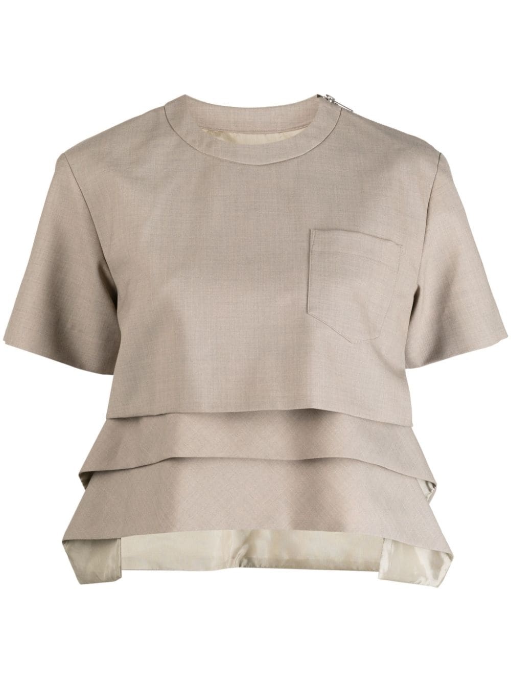 chest-pocket ruffled T-shirt - 1