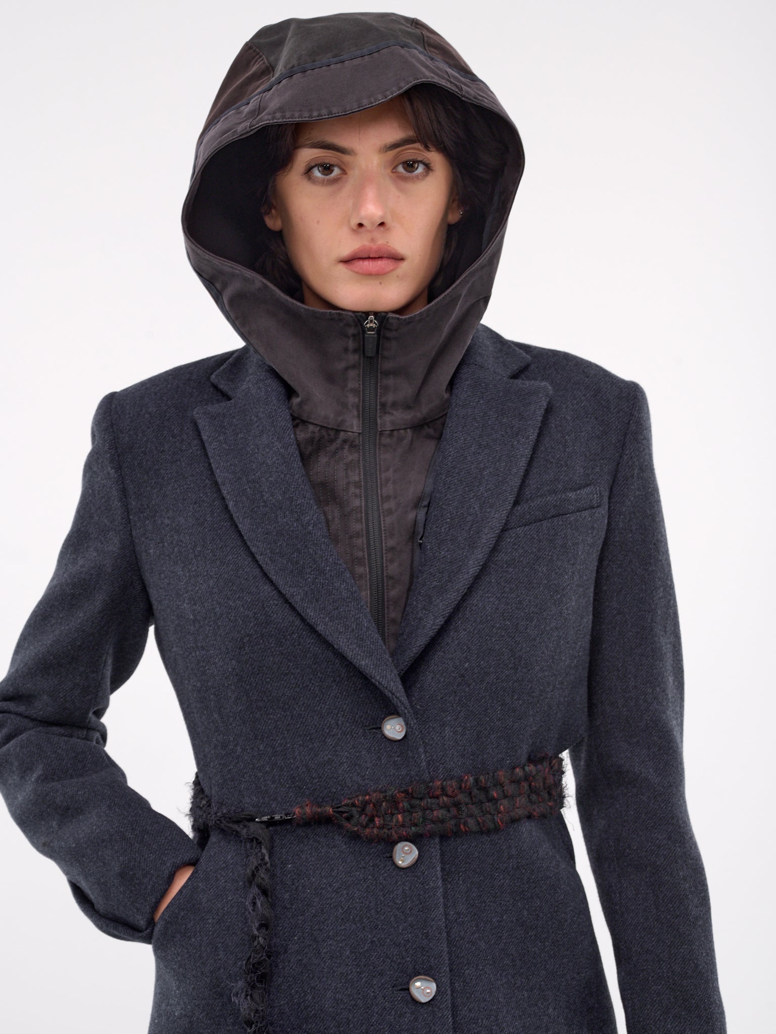 Ceramic Button Long Coat - 5