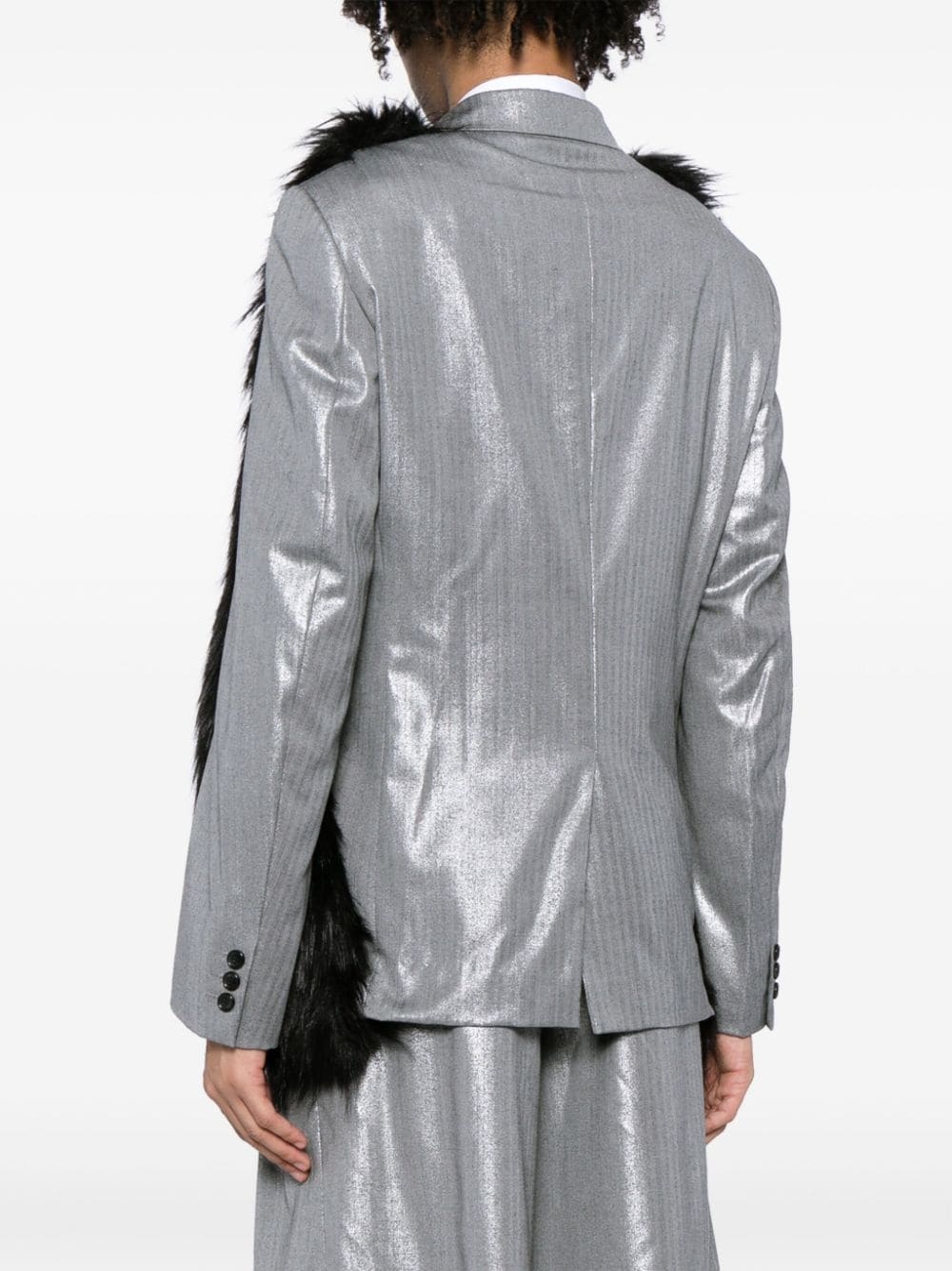 faux-fur wool blazer - 4