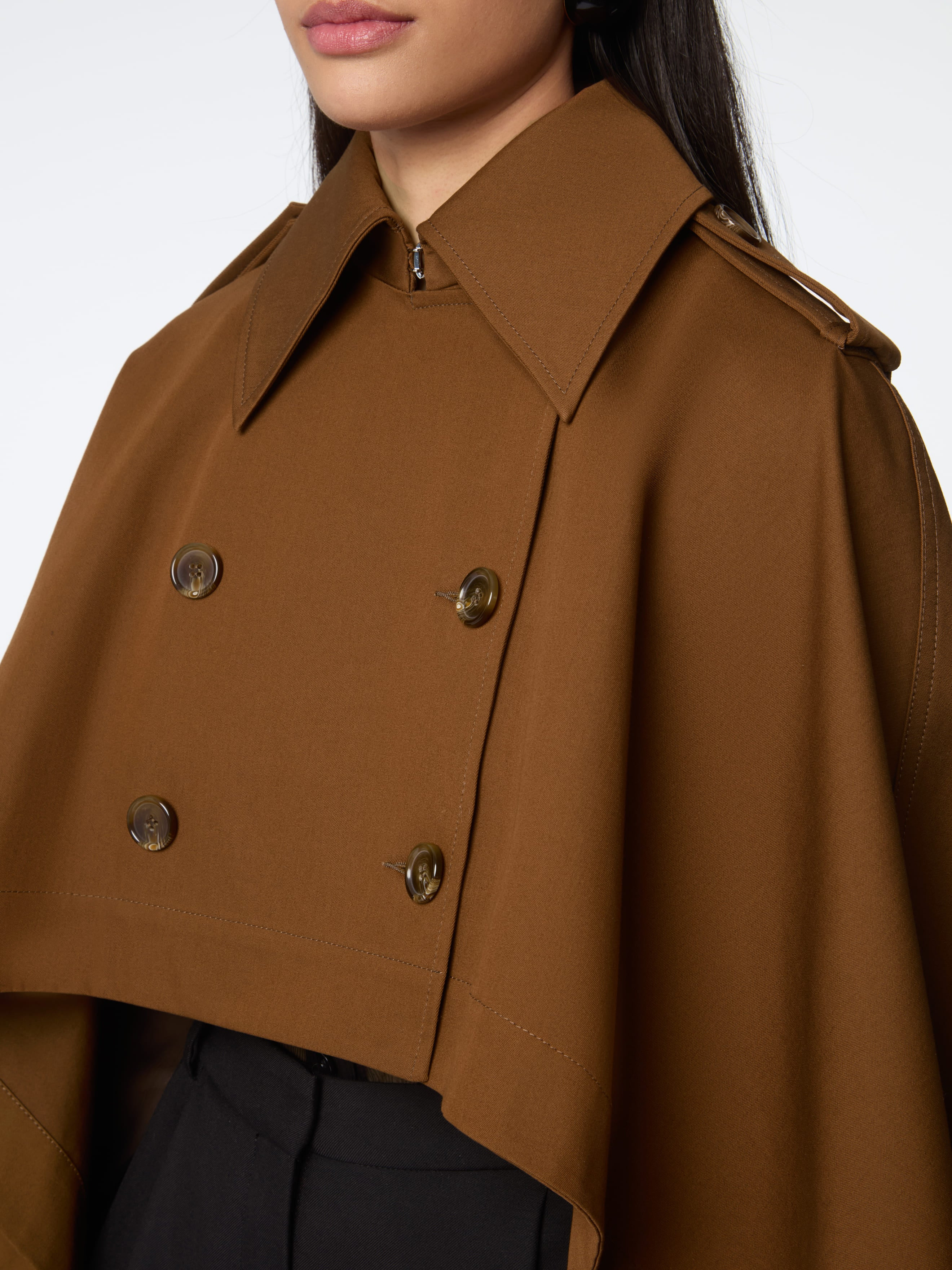 Water-Repellent Cotton Trench Cape - 3