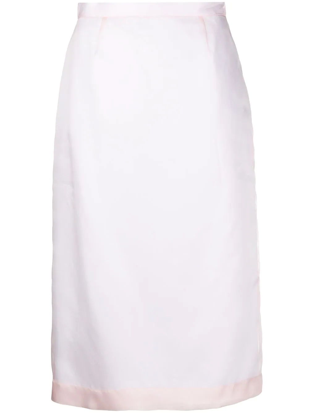 contrast-trim silk skirt - 1