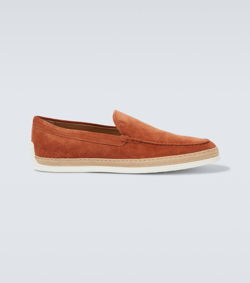 Jute-trimmed suede slip-on shoes - 1