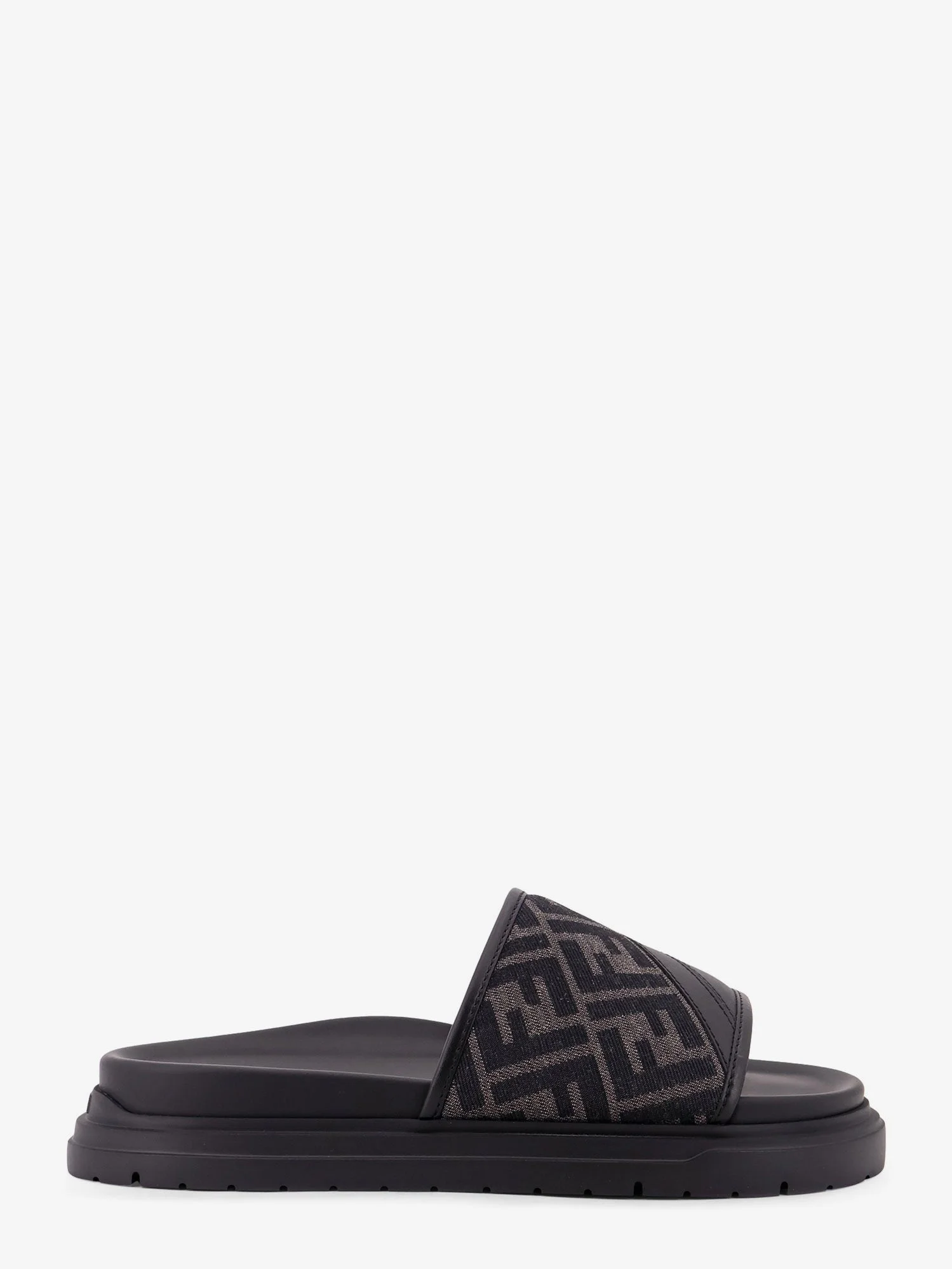 Fendi Low Leather Sandals With Ff Jacquard Insert - 1