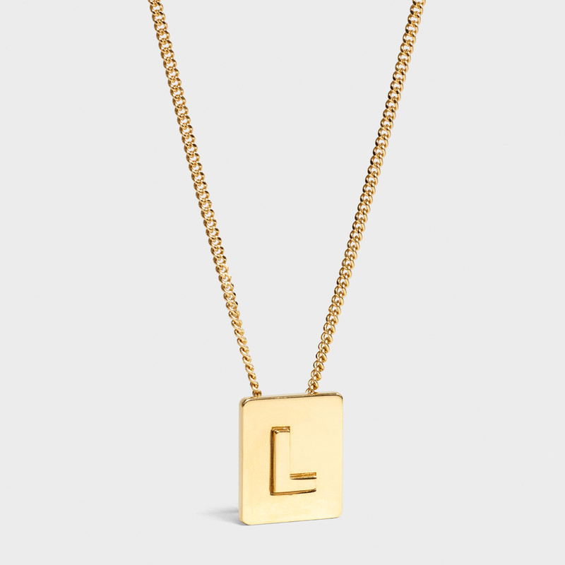 Alphabet L Necklace in Brass with Gold finish 1