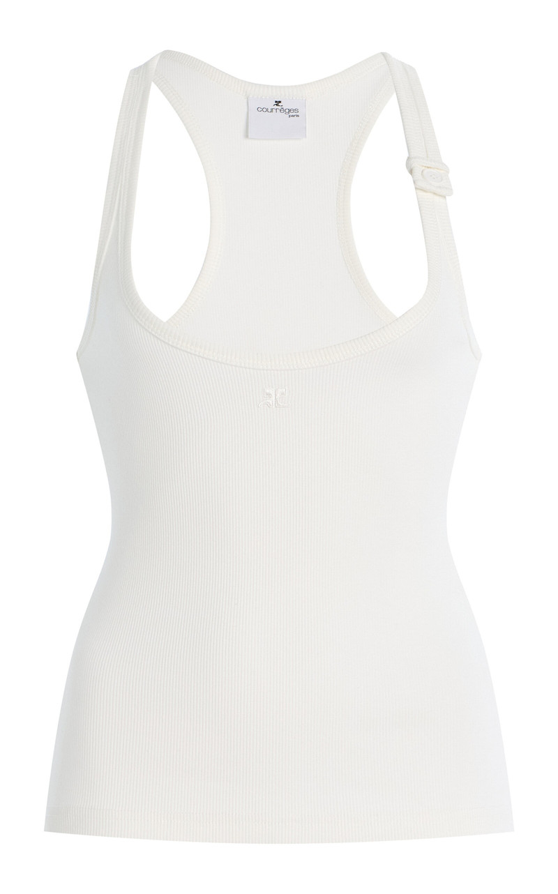 Buckled 90's Ribbed Cotton Tank Top white 1