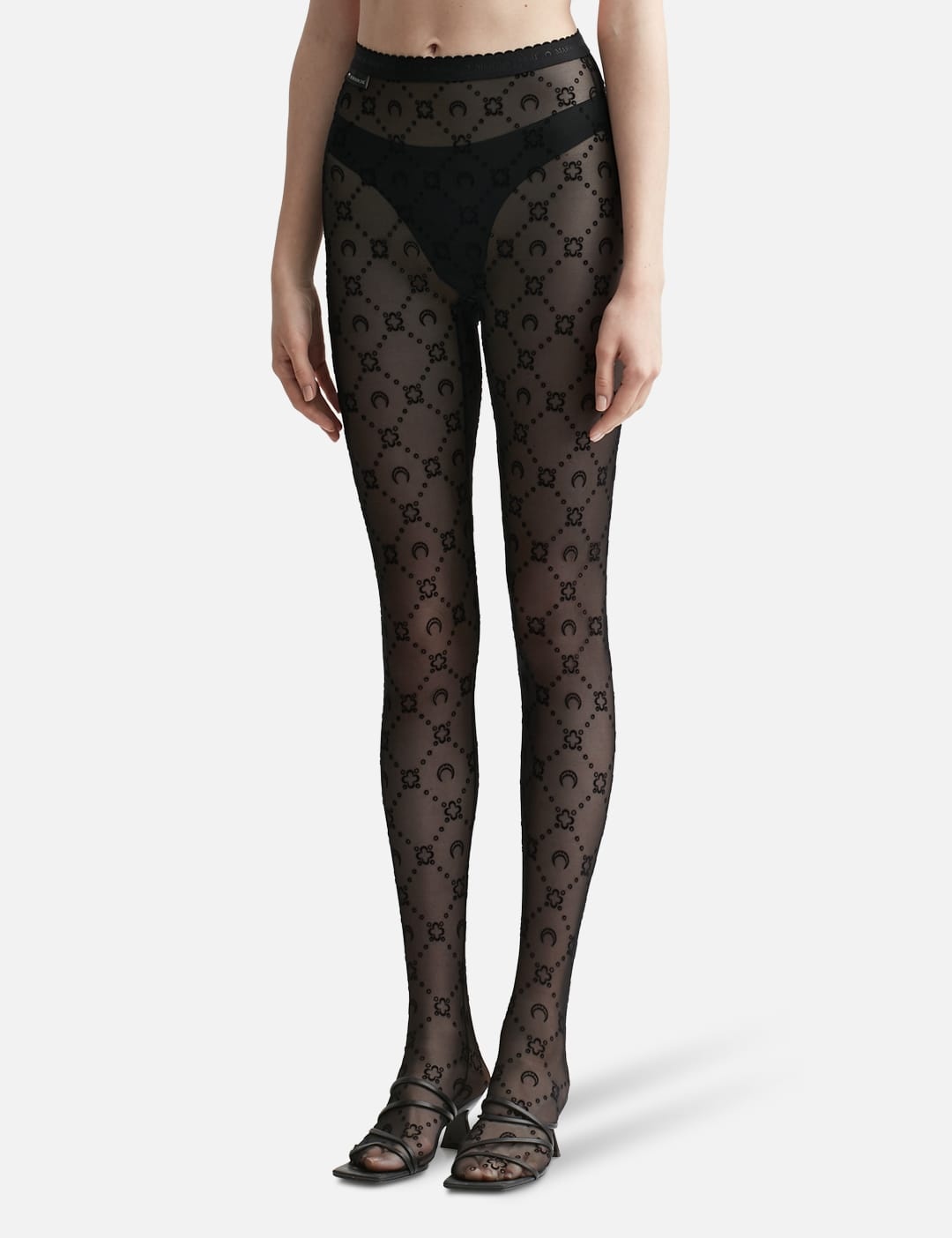 Marine Serre MOONOGRAM FLOCKED MESH TIGHTS