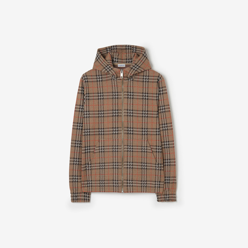 Check Cotton Blend Zip Hoodie 1
