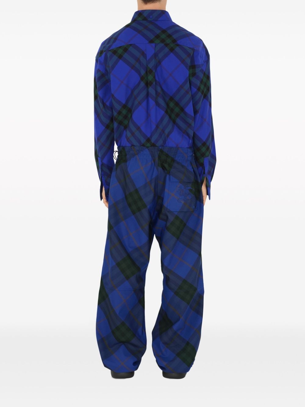 EKD-embroidered checkered twill trousers - 4
