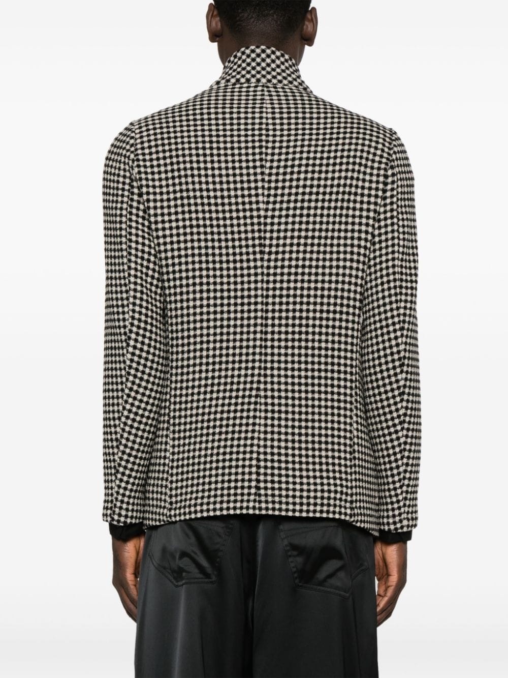 checkerboard-knit shirt jacket - 4