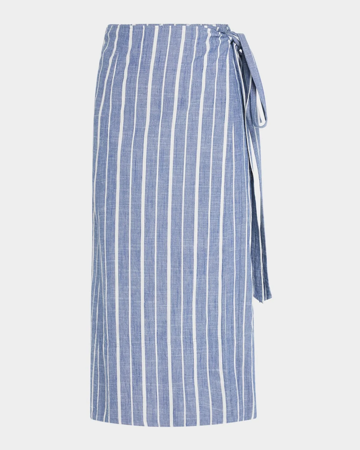 De Vera Striped Cotton Chambray Wrap Skirt - 1