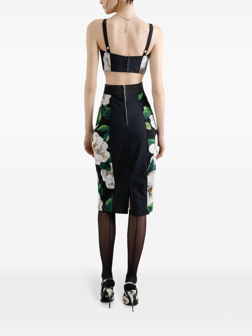 floral-print skirt - 3