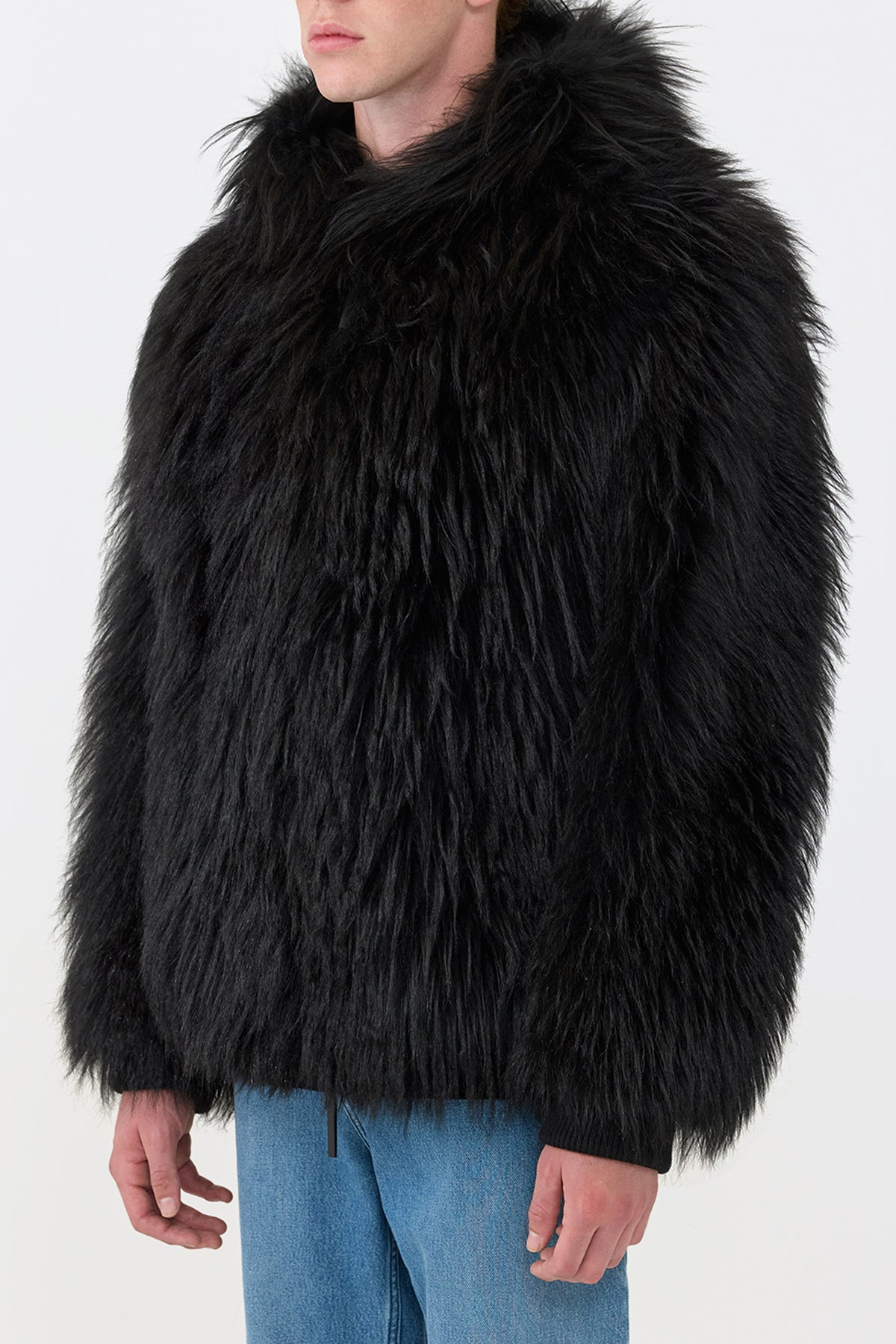 Tom Hoody Jacket in Black Cashmere Shearling - 4