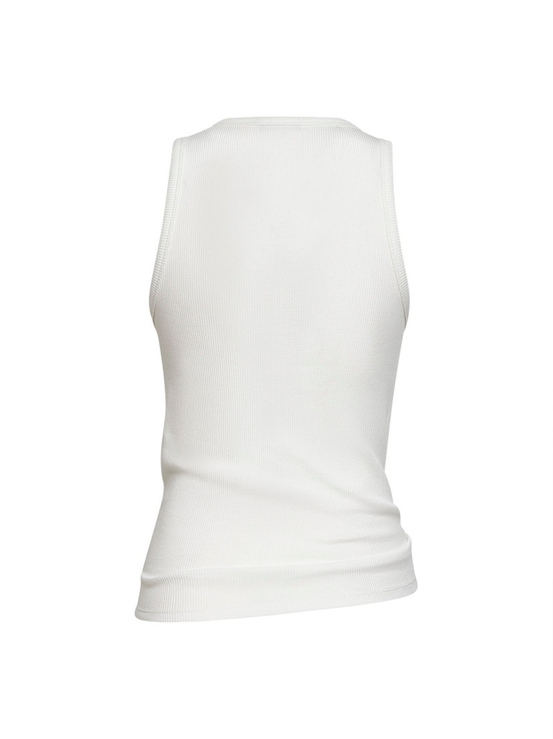 rabanne White ribbed stretch cotton tank top with piercing outlook