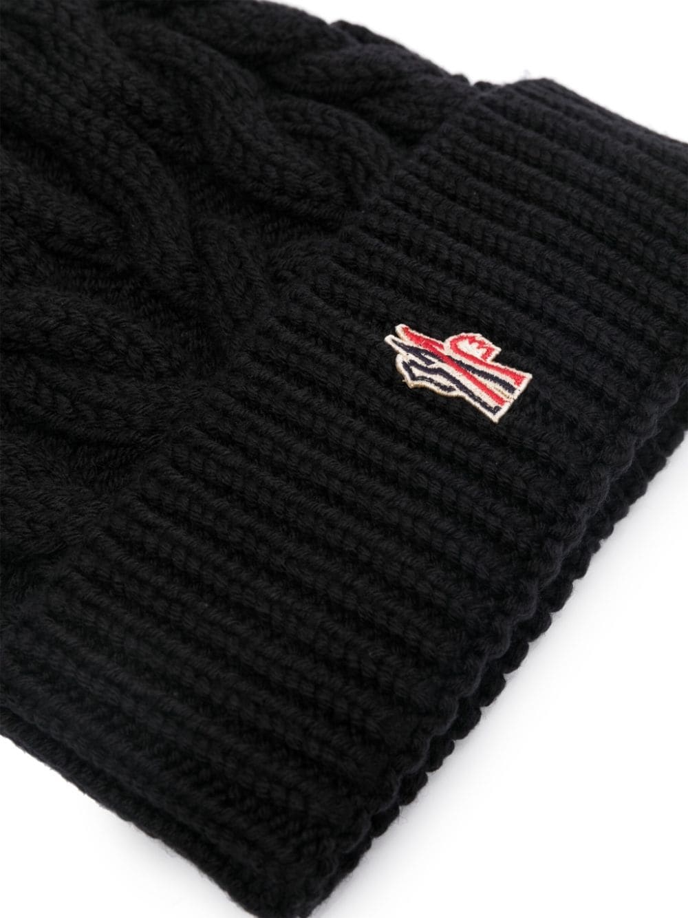 logo-patch cable-knit beanie - 2