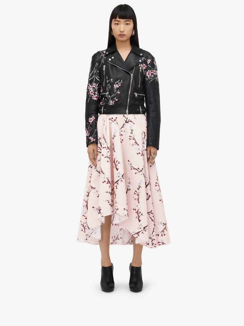 Alexander McQueen Women's Cherry Blossom Asymmetric Midi