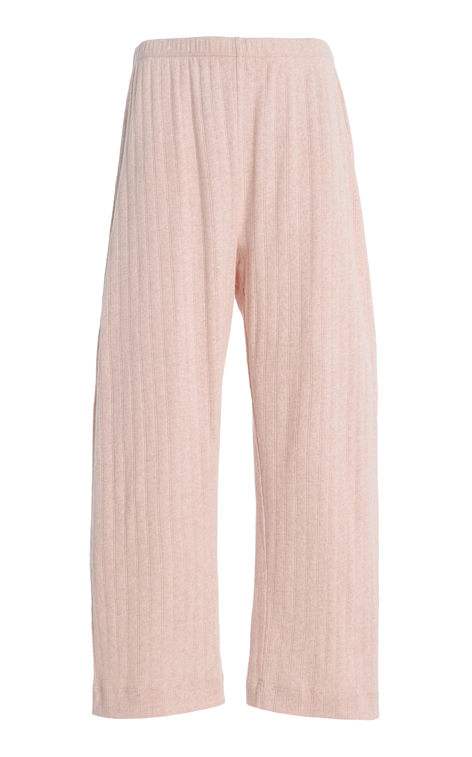 Pointelle-Knit Cotton Crop Wide-Leg Pants pink - 1