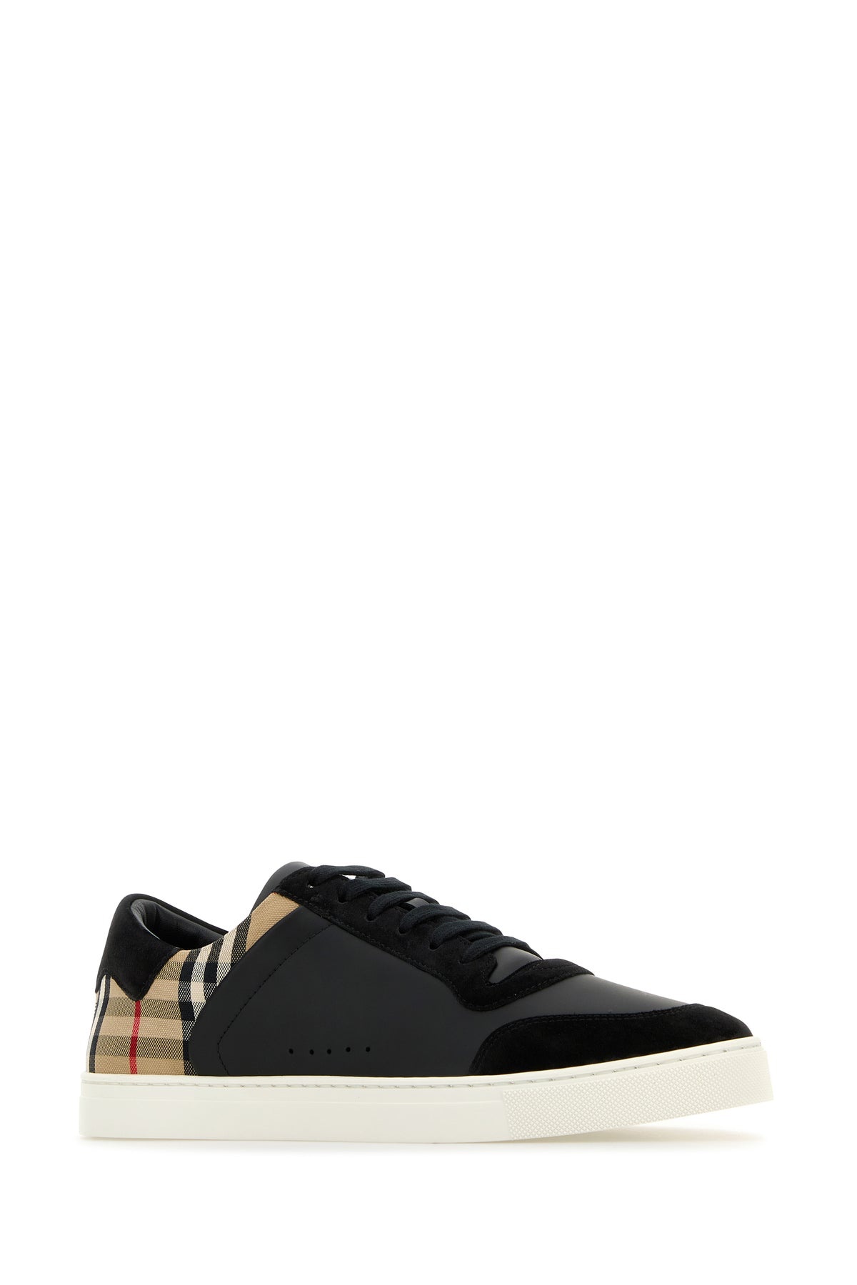 Black leather and fabric sneakers - 2