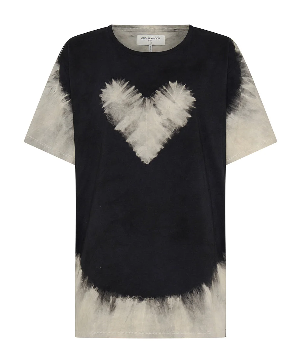 Beaming Heart Boyfriend Tee - White and Black - 1