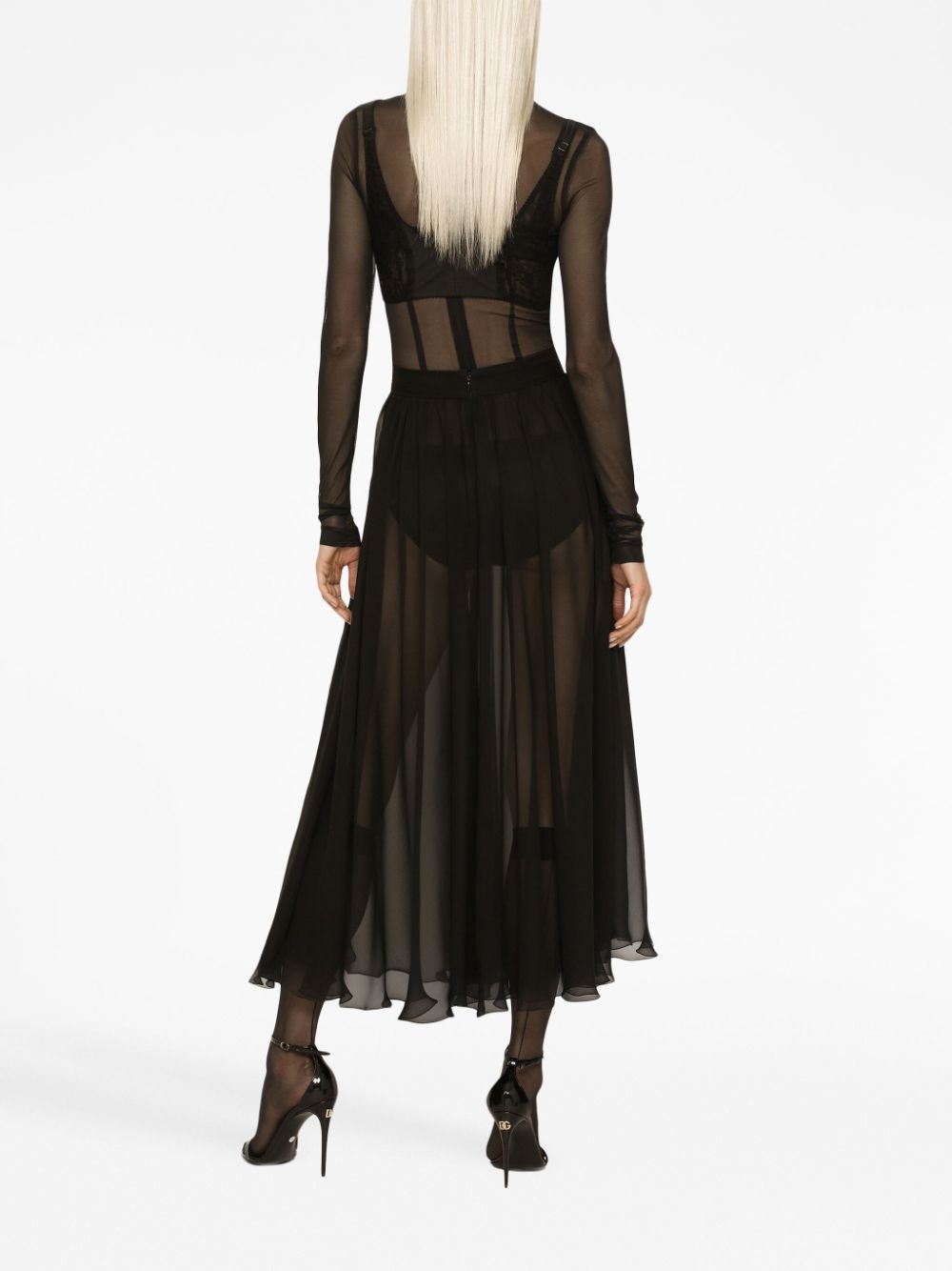 high-waisted pleated midi skirt - 4