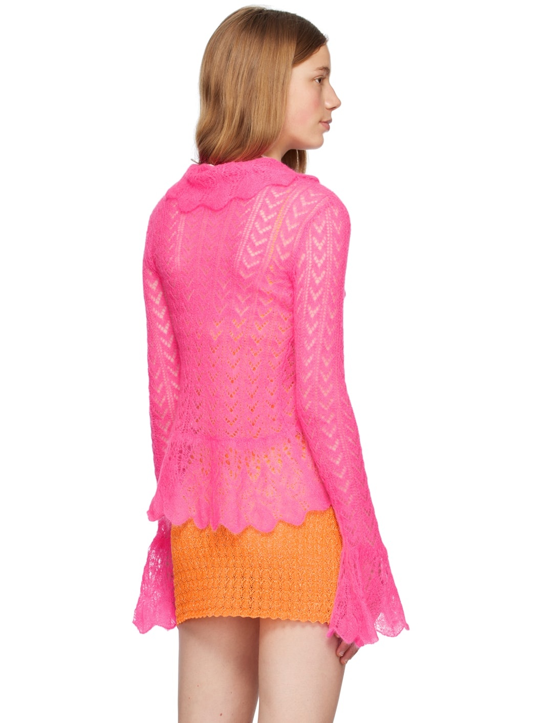 Pink Ruffled Cardigan - 3