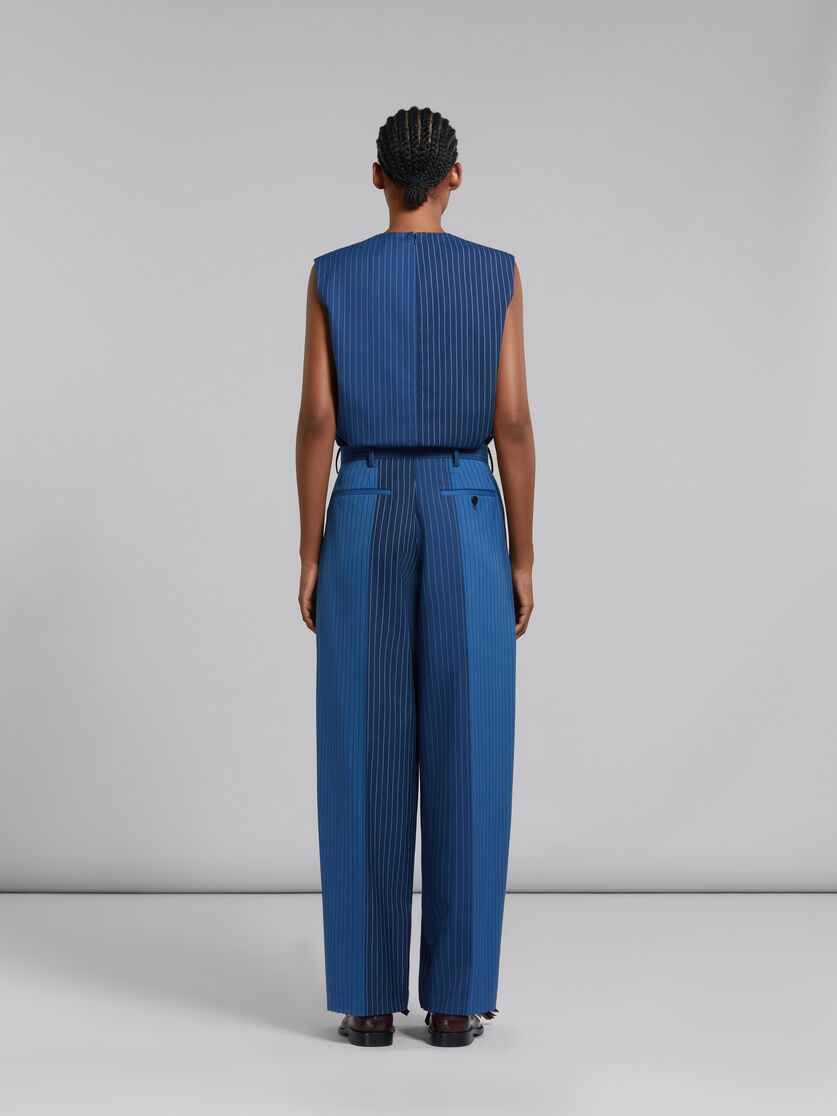 BLUE DÉGRADÉ PINSTRIPE WOOL TROUSERS - 3