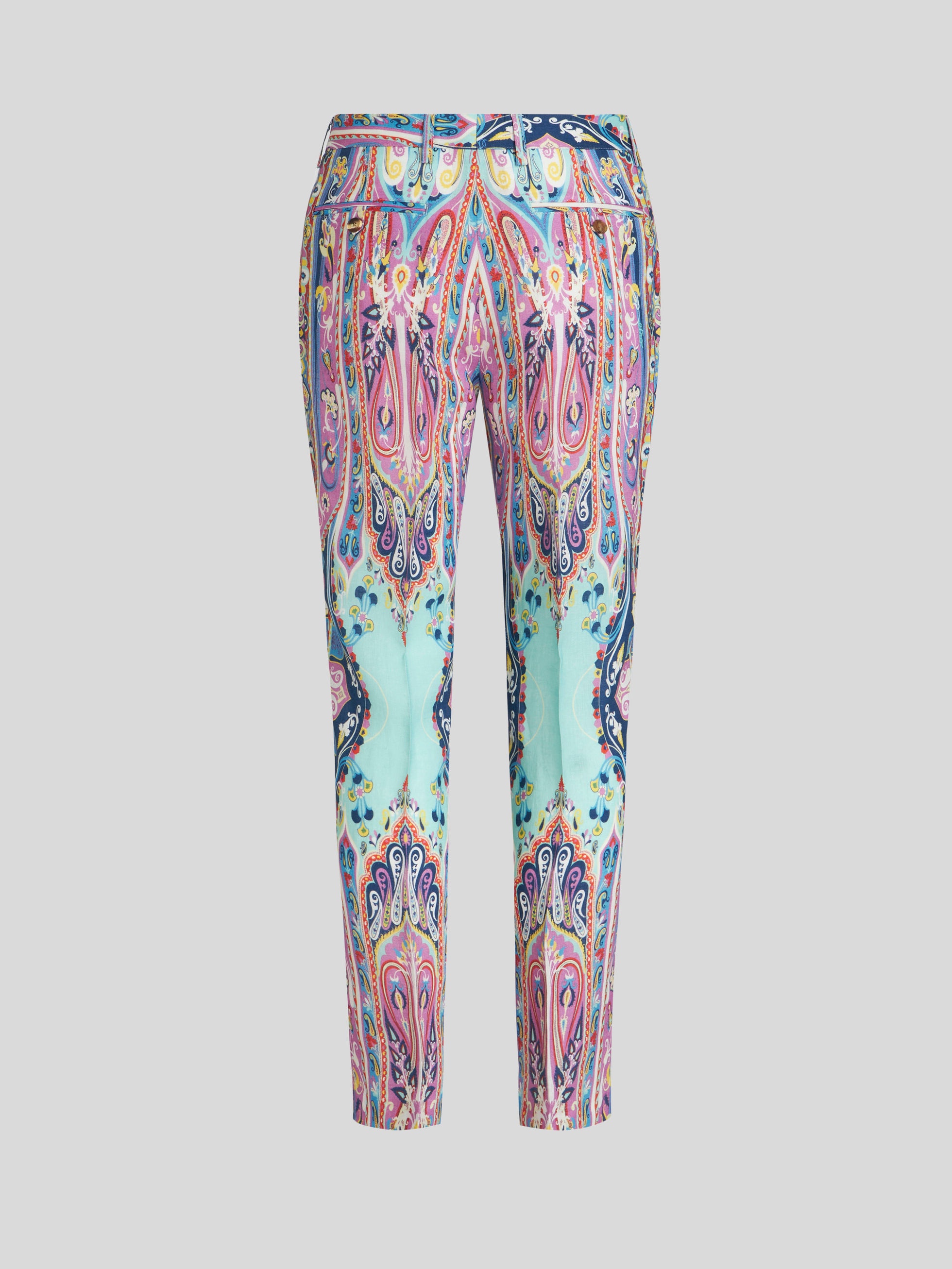 TAILORED PAISLEY PATTERN LINEN TROUSERS - 5
