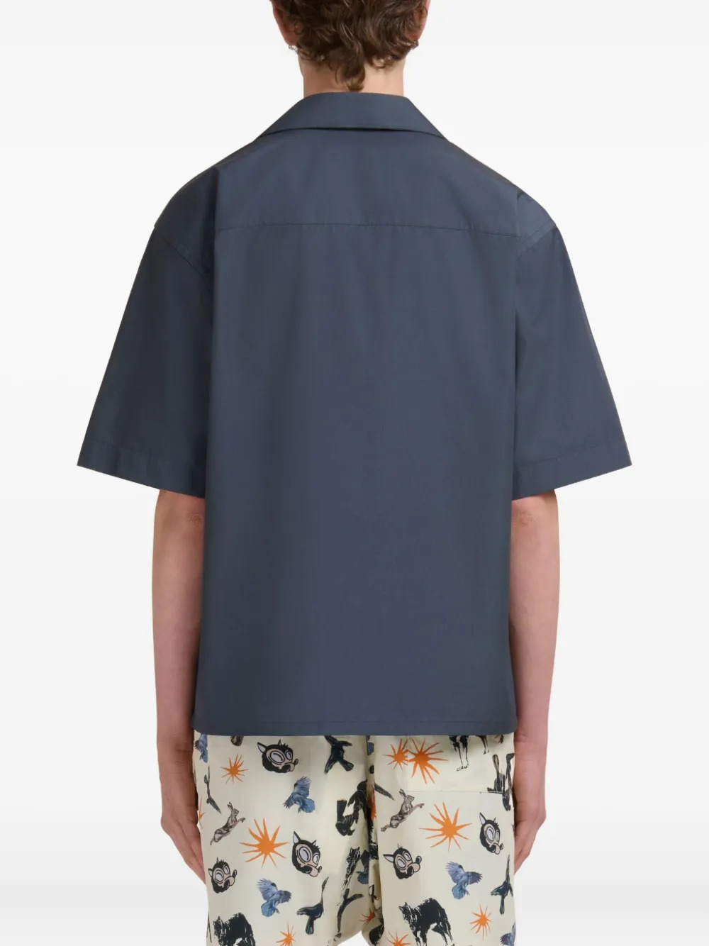 MARNI - Men Hidden Logo Organic Poplin Bowling Shirt - 3