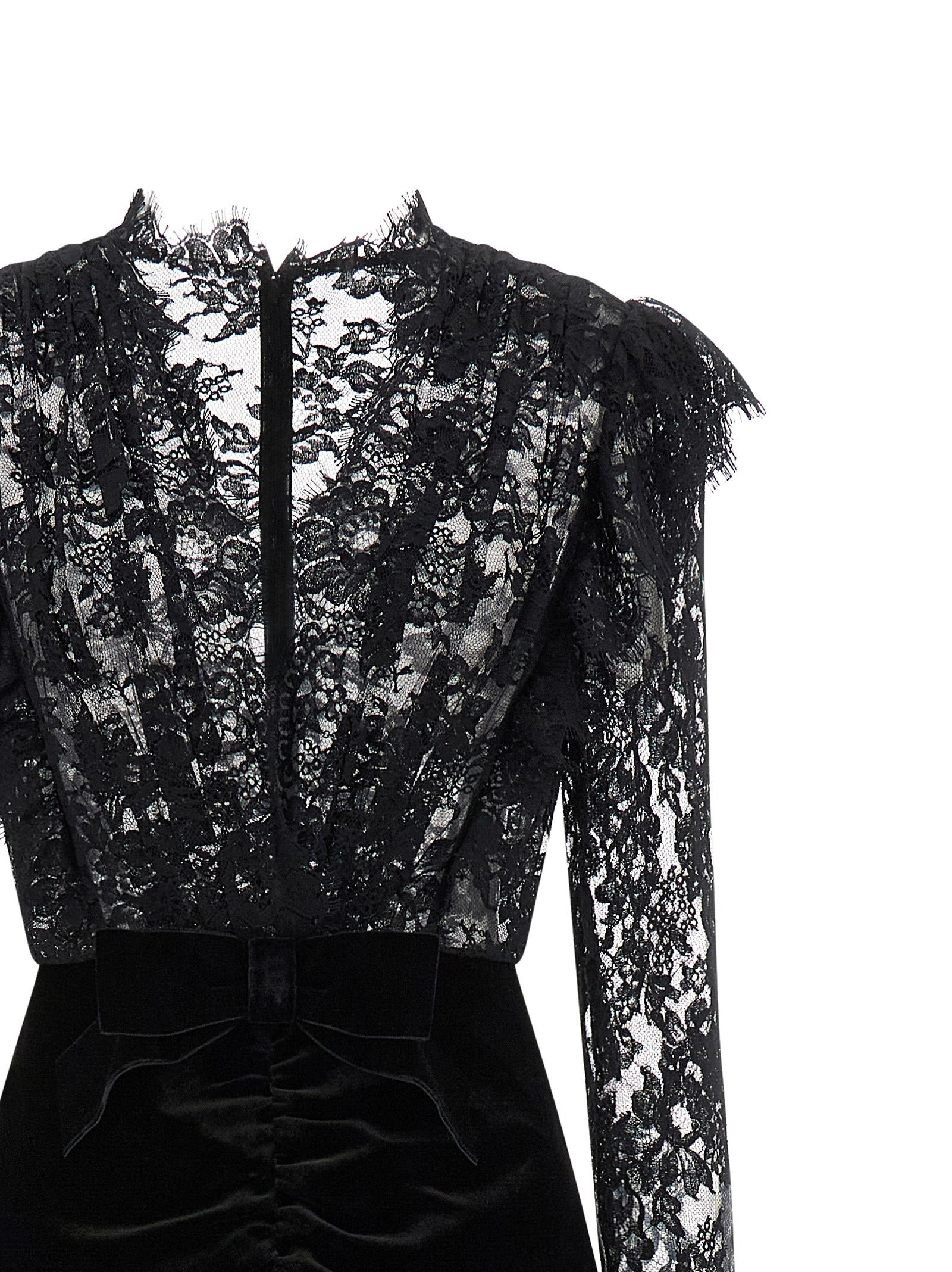 Velvet And Lace Dress Dresses Black - 3