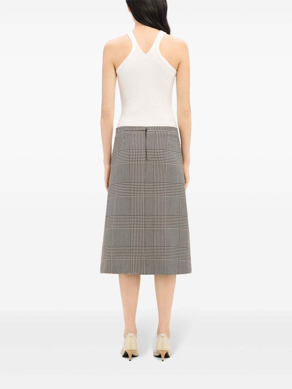 zip-detail checked midi skirt - 4