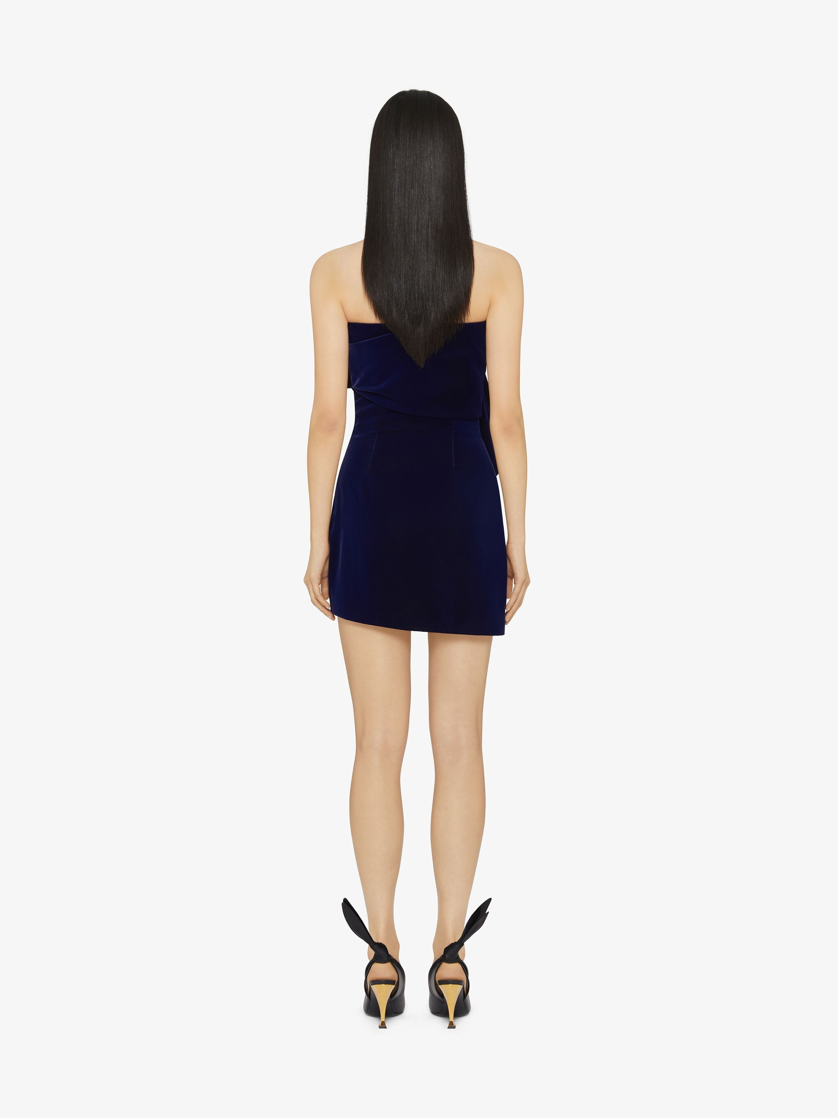 BUSTIER DRESS IN VELVET WITH OVERSIZED BOW - 4