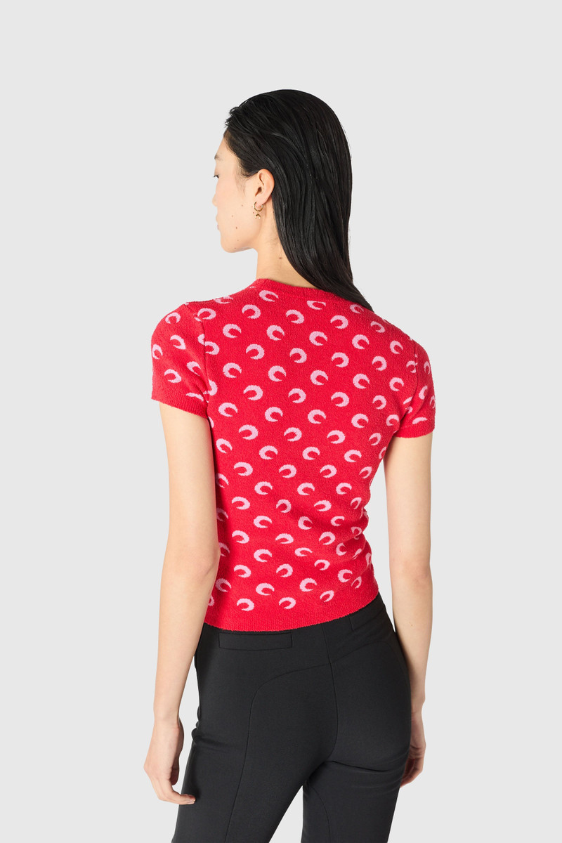 Moon jacquard bouclette crewneck t-shirt organic cotton 4
