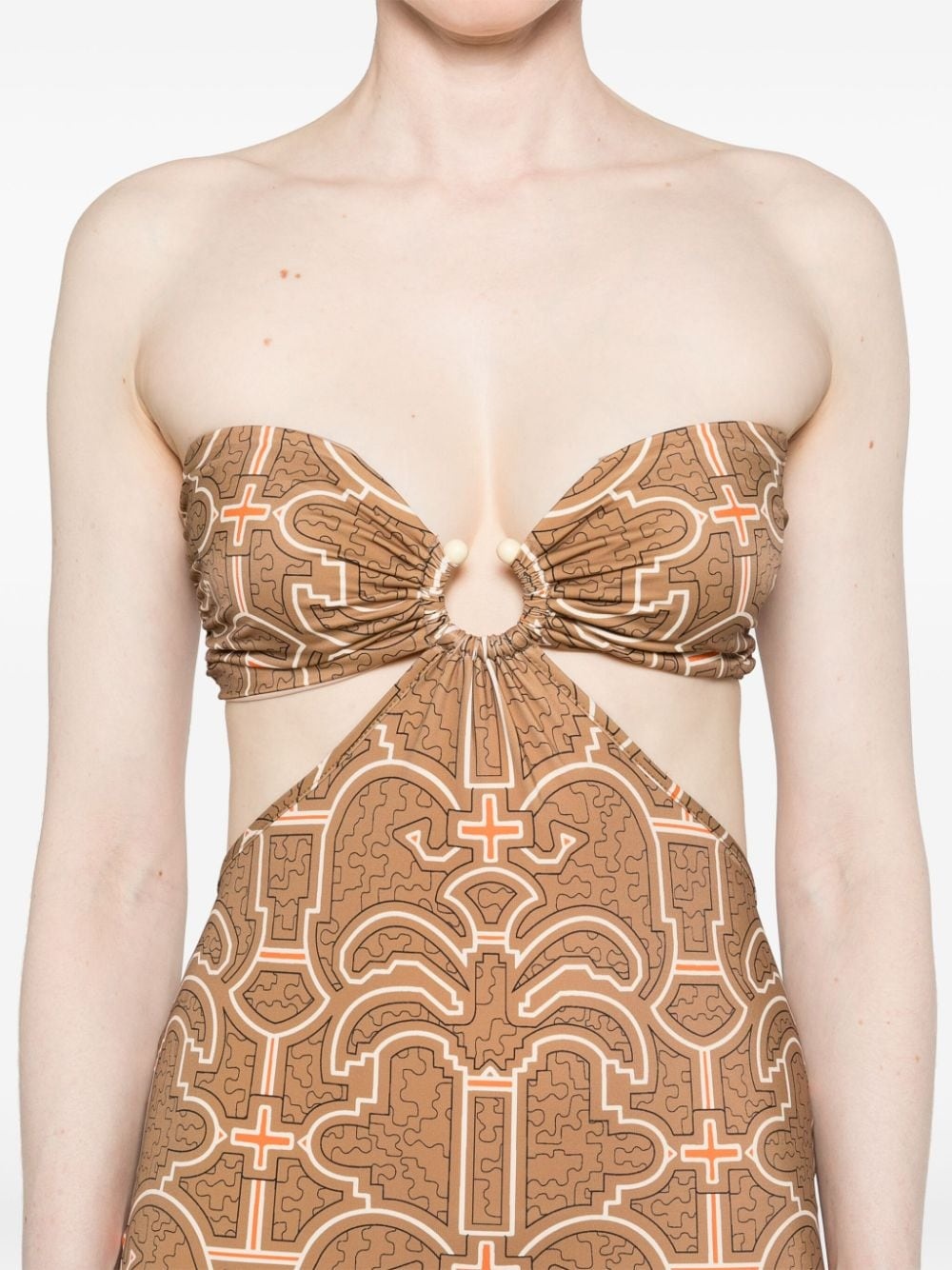 Jungle Geometry strapless maxi dress - 5