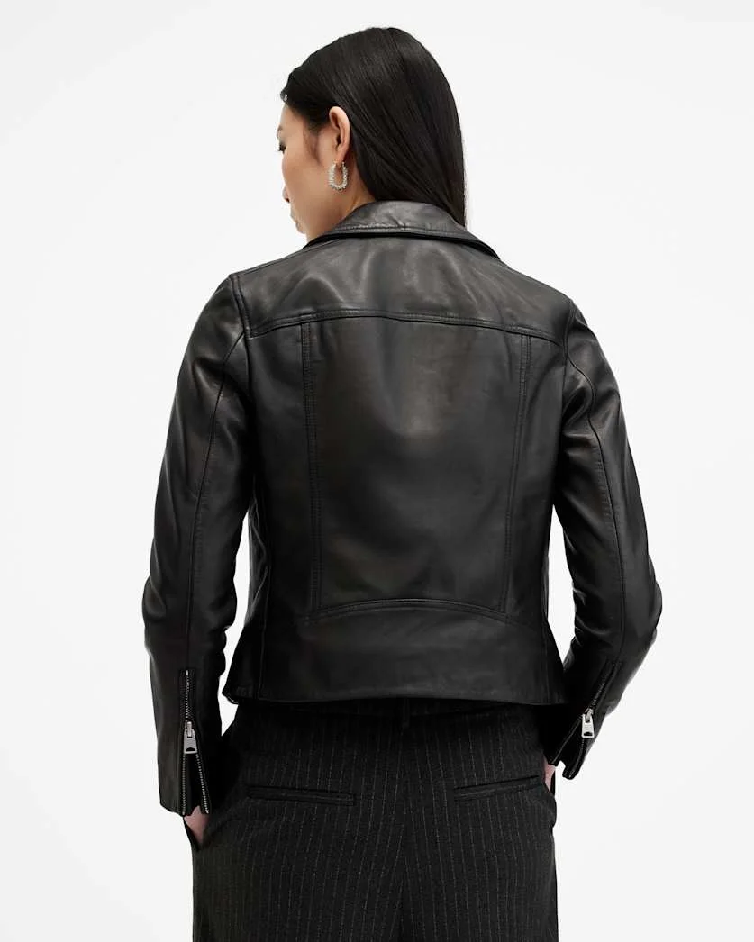 DALBY SLIM FIT LEATHER BIKER JACKET - 1