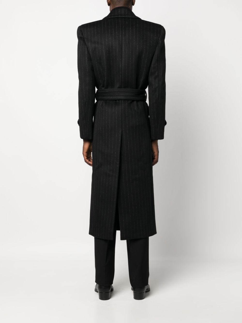 oversize pinstriped wool coat - 4
