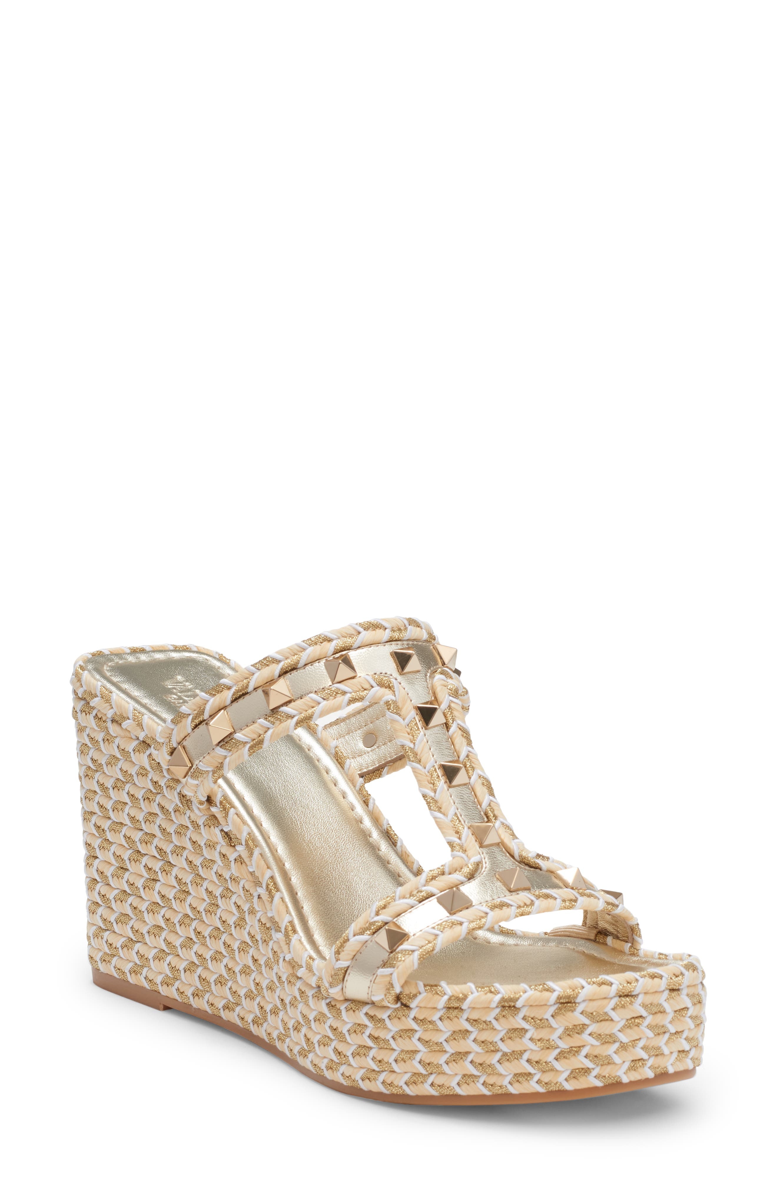Valentino Garavani Rockstud Torchon Wedge Slide Sandal in Platinum/Multicolor at Nordstrom - 1