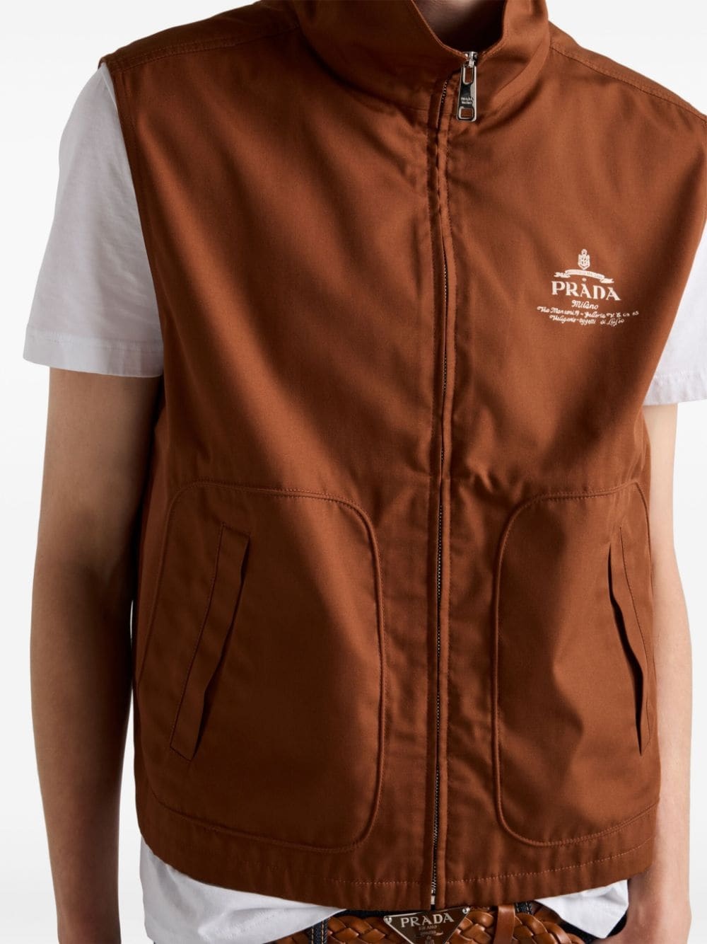 logo-print zip-up vest - 5
