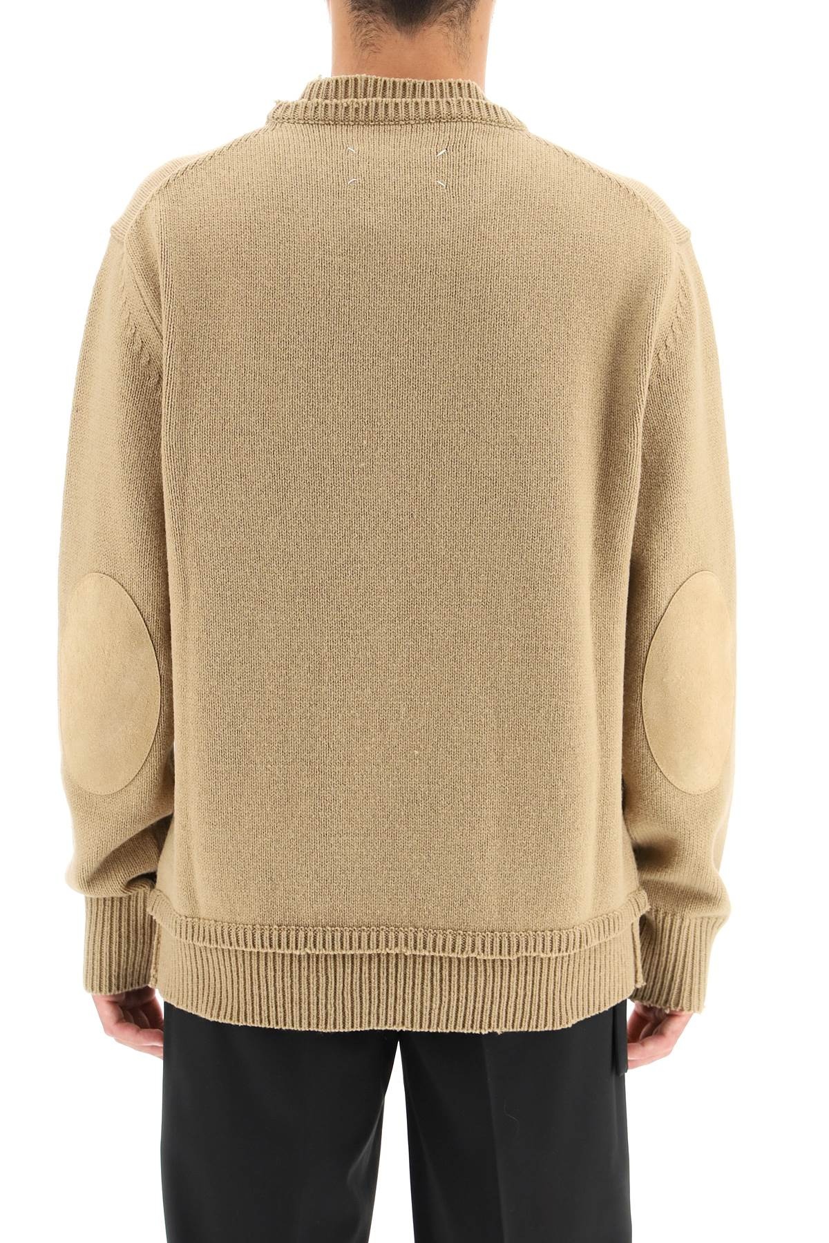 Maison Margiela Crew Neck Sweater With Elbow Patches