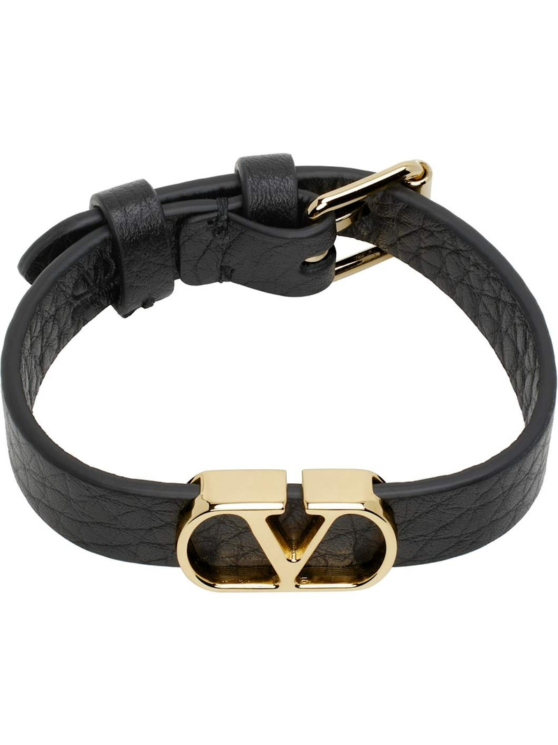 Black VLogo Signature Grainy Calfskin Bracelet 1