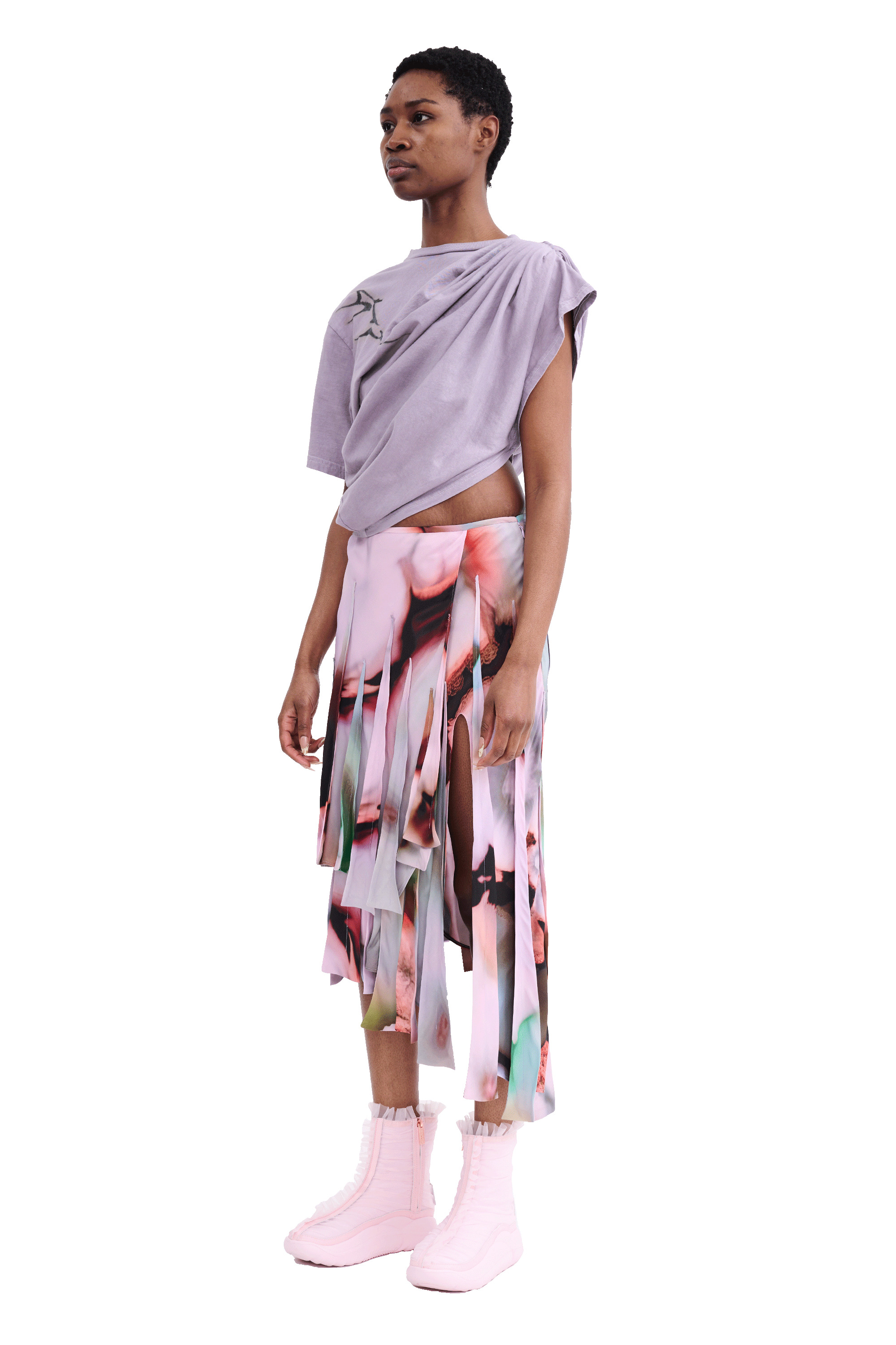 MAUVE EVA DRAPED TEE - 7