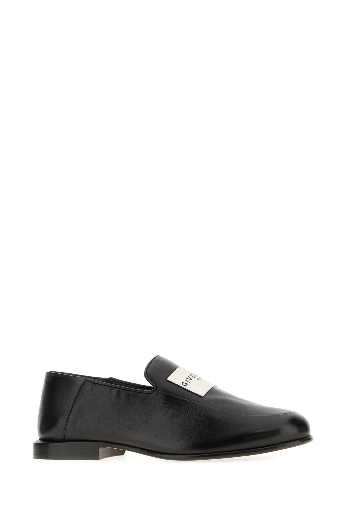 Black leather Label loafers - 2