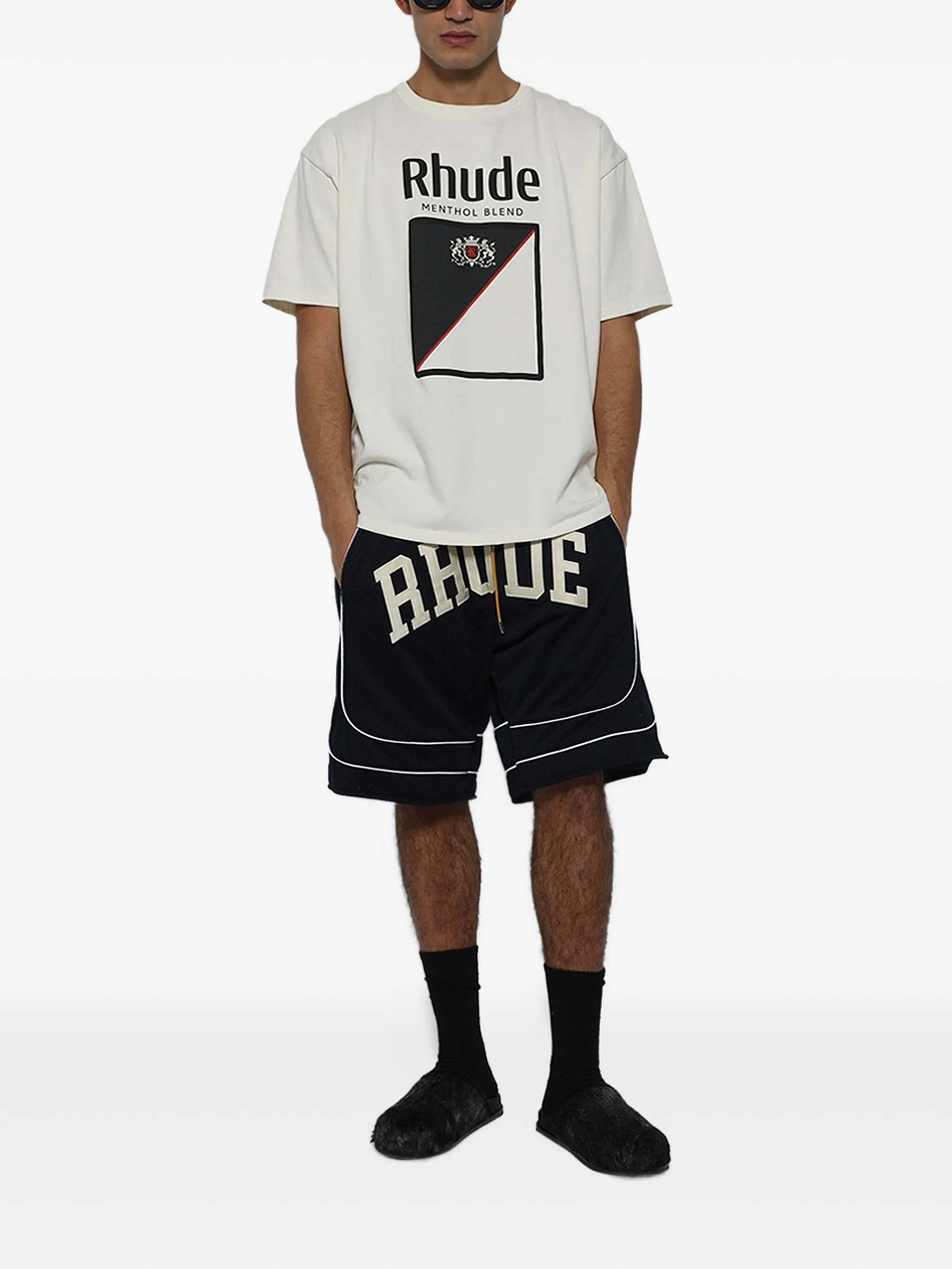 Rhude Collegiate Logo-print Mesh Shorts - 5