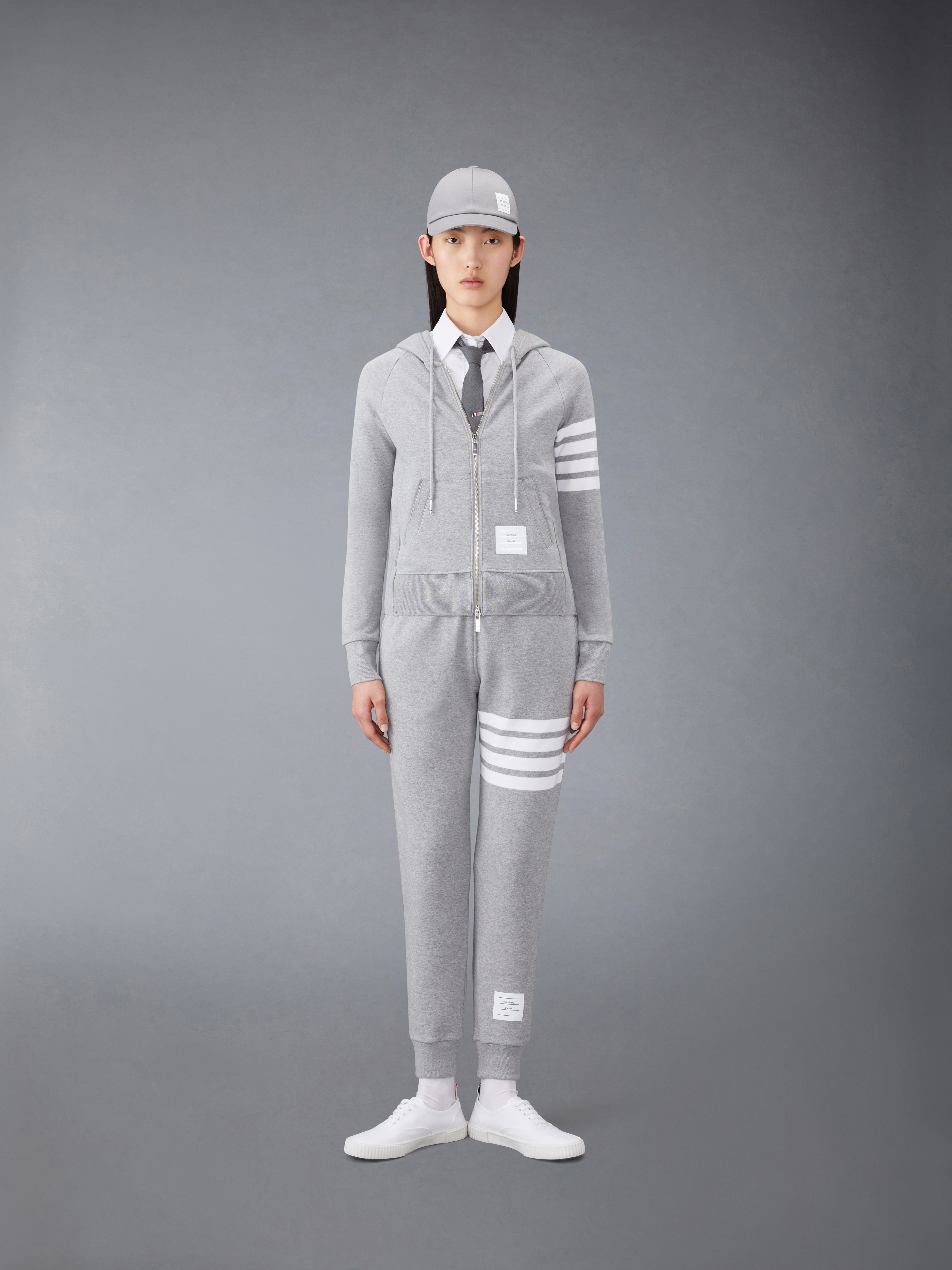 Light Grey Cotton Loopback Knit Engineered 4-bar Stripe Classic Sweatpant - 4