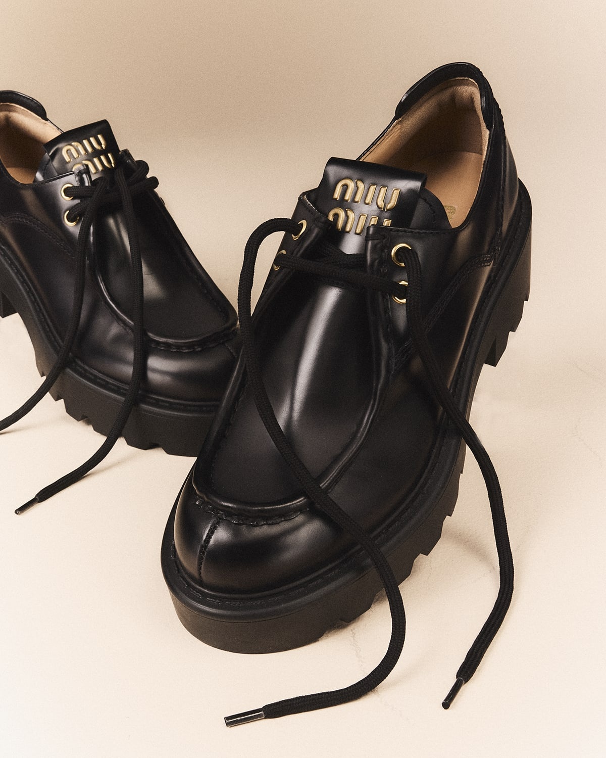 Miu Miu Leather Casual Derby Loafers | neimanmarcus | REVERSIBLE