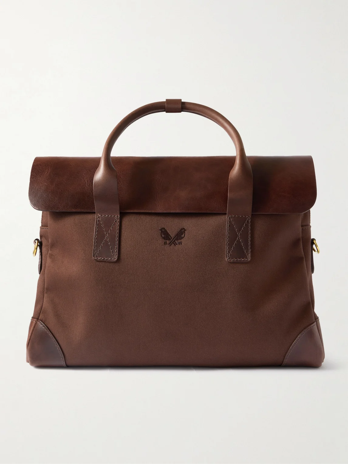 Cotton-Canvas and Full-Grain Leather Briefcase - 1