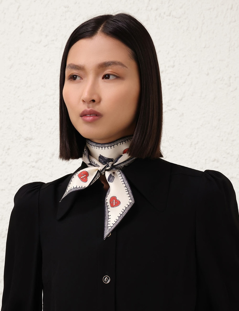 PRINTED SILK RIBBON SCARF 4