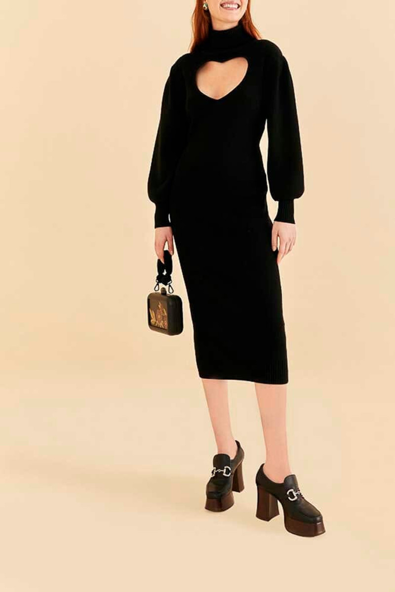 Black Heart Neckline Knit Dress 1