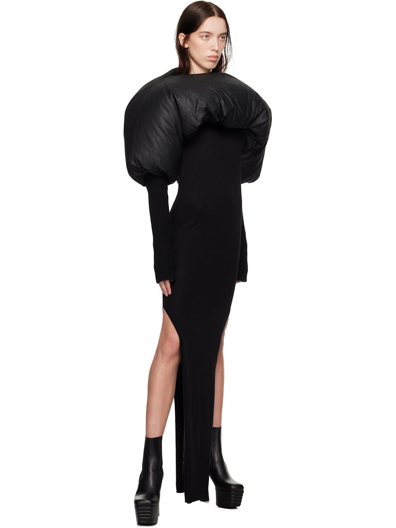 Rick Owens Black Porterville Duvetina Shroud Leather Down Jacket outlook