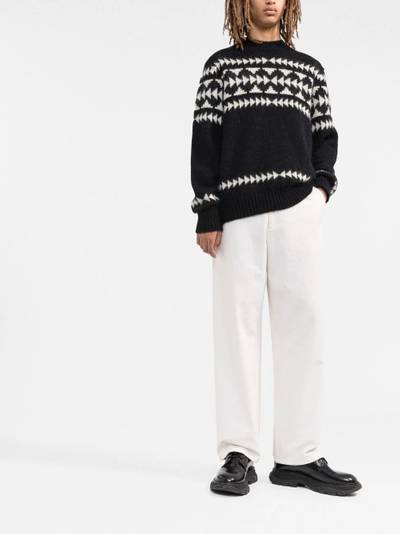 Moncler logo-patch intarsia-knit jumper outlook