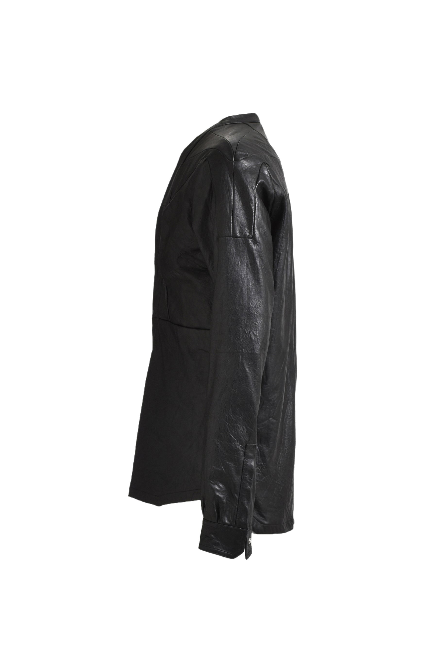 Rick Owens Black Leather Larry Shirt Jacket Rick Owens