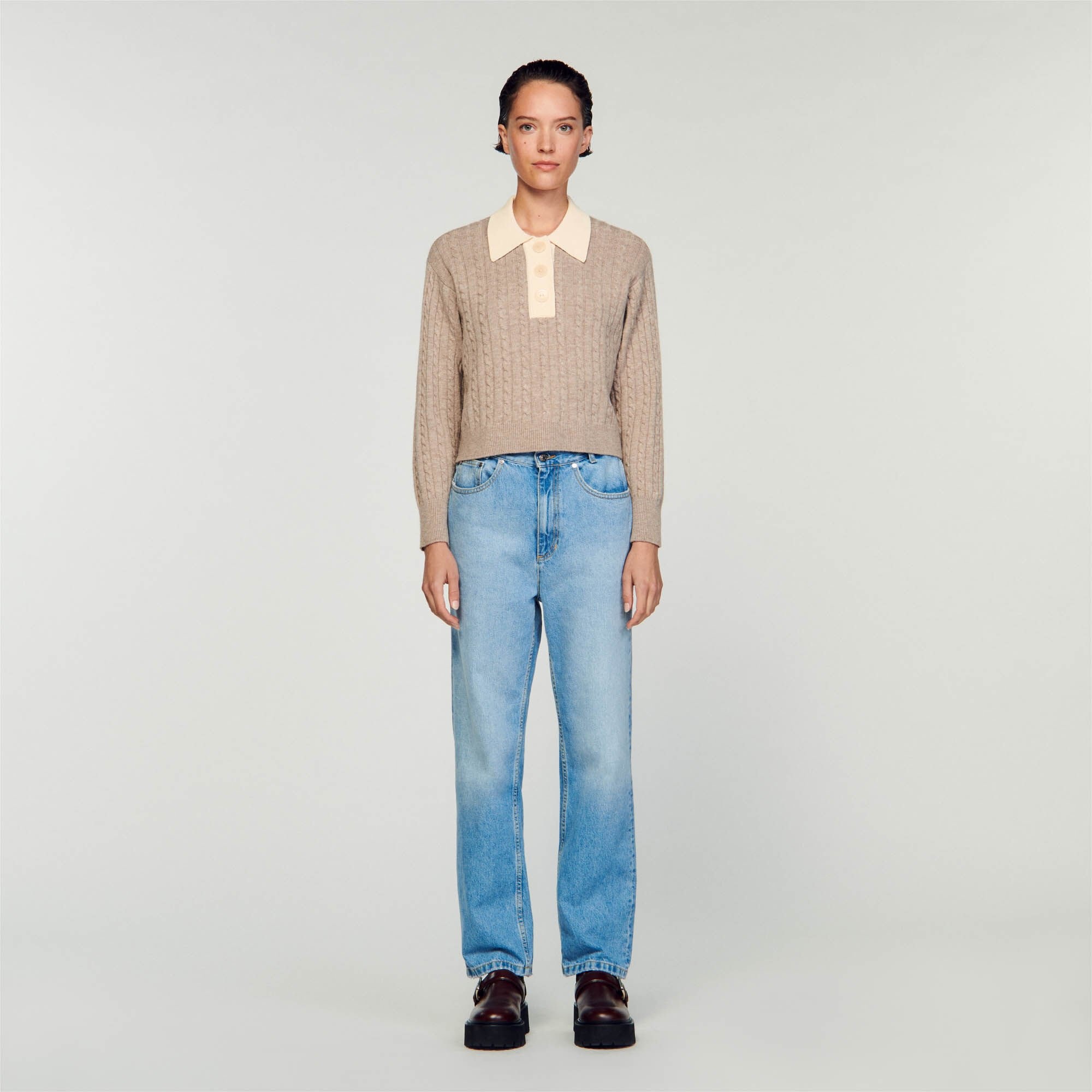 CROPPED CABLE-KNIT SWEATER - 3